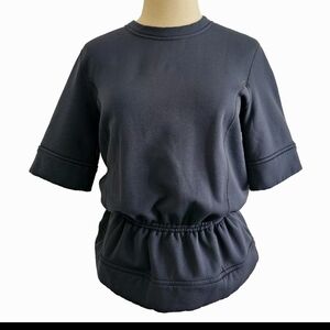 Lululemon Peplum  Navy Blue Fleece Shortsleeve Casual Top, Small - Maduim (4-6)